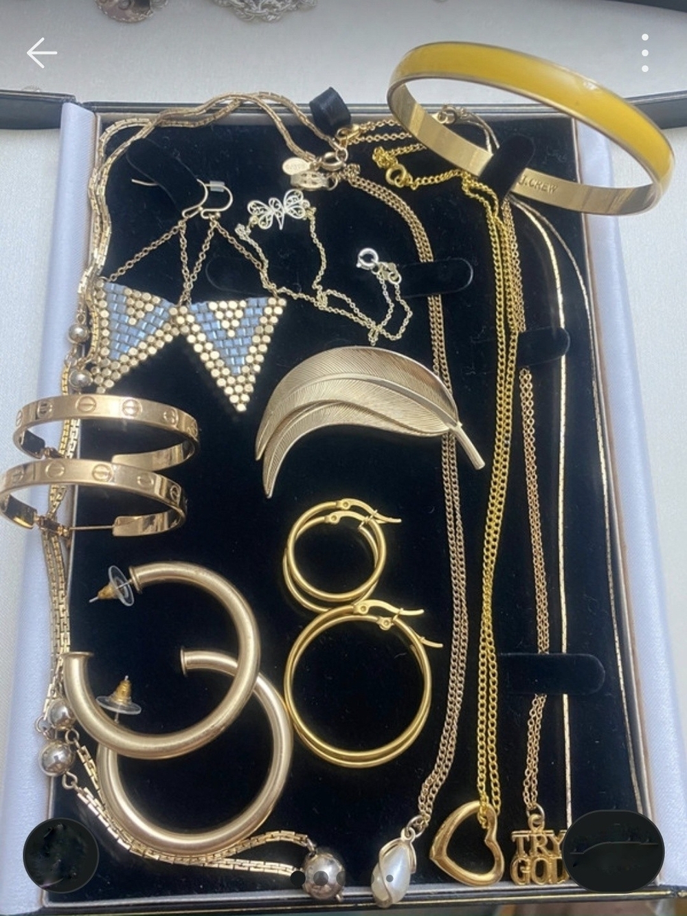 Gold Tone Statement Jewelry Bundle Thick Hoops Chain Necklaces Pearl Charms Lot